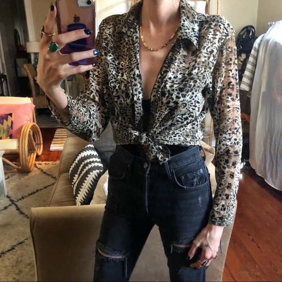 Vintage semi sheer leopard blouse - Picture 2 of 8